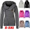 Women's Clothing Top European American Sports Cardigan Side Zipper Hooded Sweatshirt Jacket