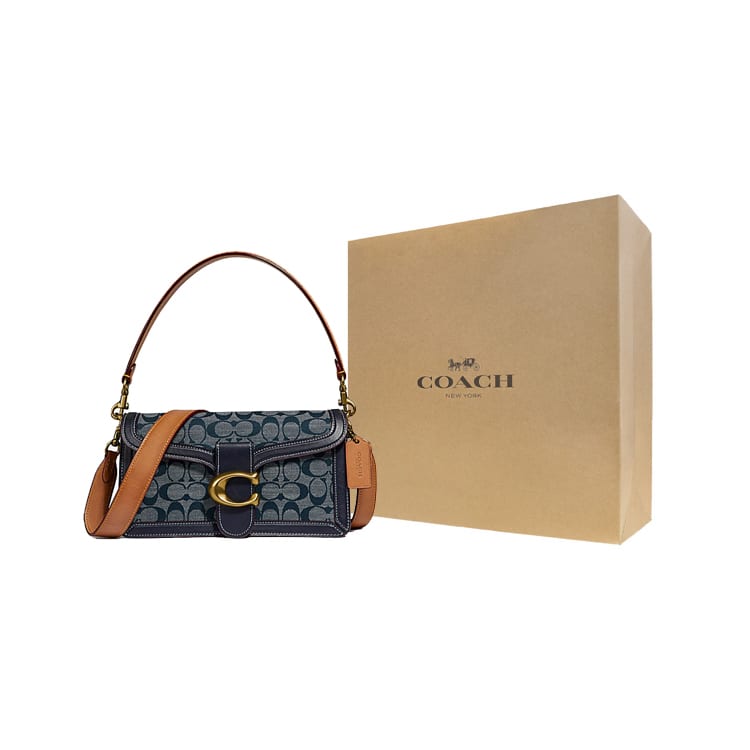 COACH Tabby Calfskin With Leather Wine God Bag, Handbag, Crossbody Bag Medium Women's Denim Blue 3700-B4RA3