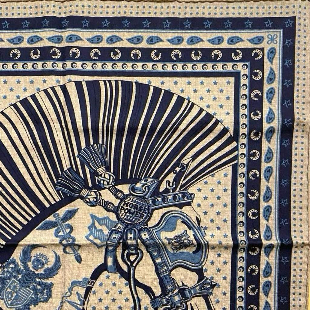 Used Rare, Excellent Condition, Hermes, Cashmere Silk, Scarf, Carre 65, Cheval Punk, Daisuke Nomura