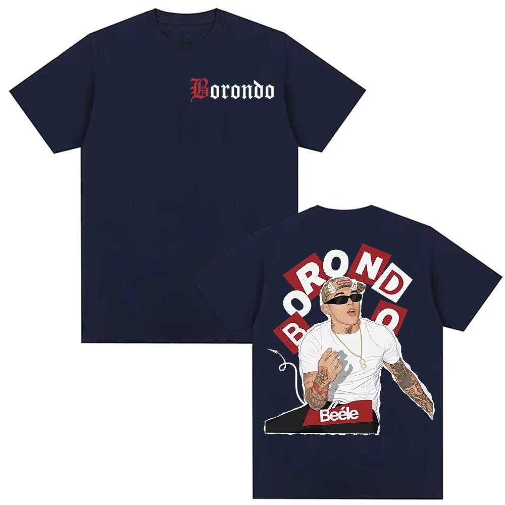 Rapper Beele Borondos Album Tour Print Tshirt for Men and Women Retro Hiphop 2026 Spring summer new Fashion Pure Cotton Top