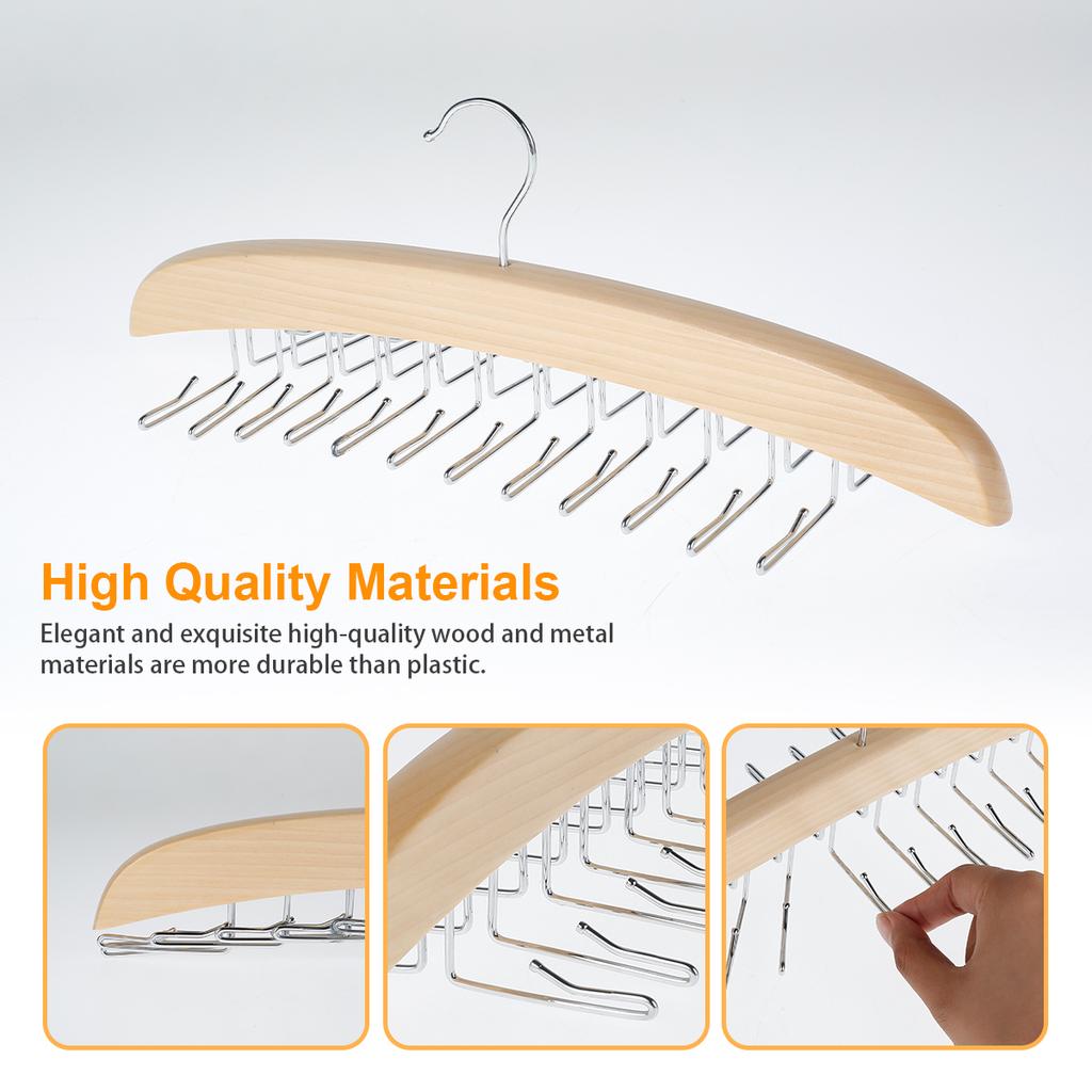 Wooden Sling Hanger Camisole Organizer with 24 Metal Hooks Multi-Functional Hook Suitable For Dormitory Apartment Bedroom