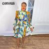 Женское платье больших размеров, летние шифоновые платья с принтом для торта