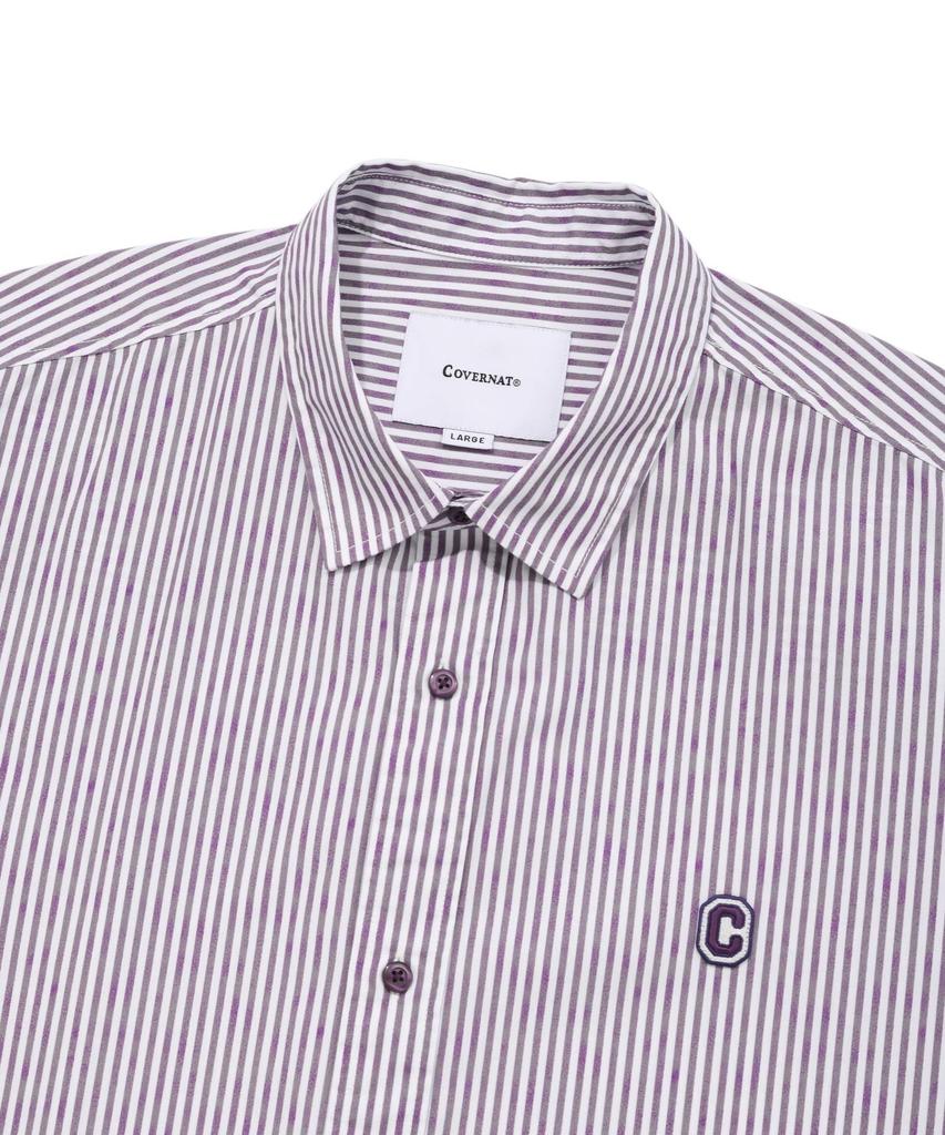 COVERNAT Drawing Stripe Half Shirt Purple