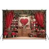 Valentine's Day red rose heart-shaped wooden cabinet banner shooting Backdrop, Valentine's Day adult portrait shooting Backdrop14