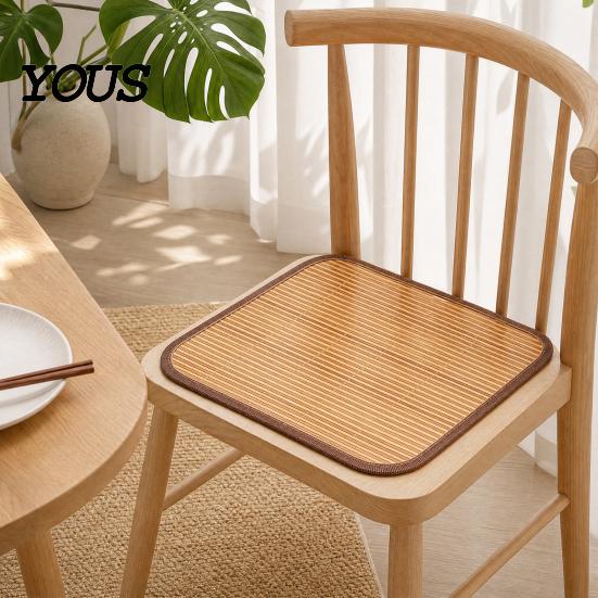 Тканевая накидка на сиденье стула, охлаждающий бамбуковый коврик, дышащий летний прохладный экологичный коврик-подкладка с противоскользящим дном для офисных и обеденных стульев, противоскользящий