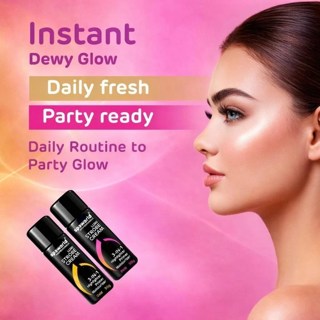 Strobe Cream For Face Pink & Gold 30+30g Hydrating & Illuminating Makeup Base