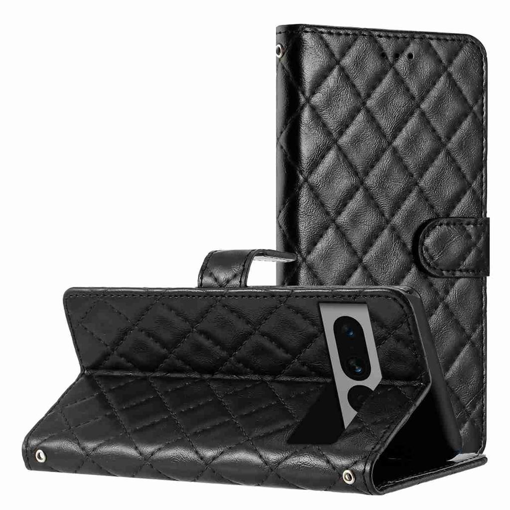 Quilted Pattern Faux Leather Wallet Case for Google Pixel 6 /Pixel 7 /Pixel 8 /Pixel 9 /Pixel 10 Series...360° Protection with Card Slots & Stand