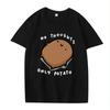 Cute Potato Graphic "No Thoughts Only Potato" Print T Shirt Men Women Oversized 100% Top Short Sleeve Summer Unisex Tops