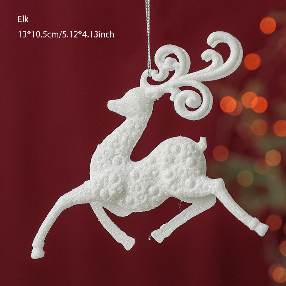 New Christmas Tree Decorations Pendant Xmas Tree White Elk Snowflake Ornaments Home Hanging Decoration 2025 New Year Party Decor