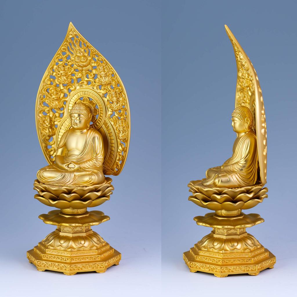 Buddha Statue Shaka Nyorai Seated Statue 18cm Makita Shuun Takaoka Copperware Nyorai (gold Plated/24k Gold) Sculptor Model "Soto, Rinzai, Tendai"