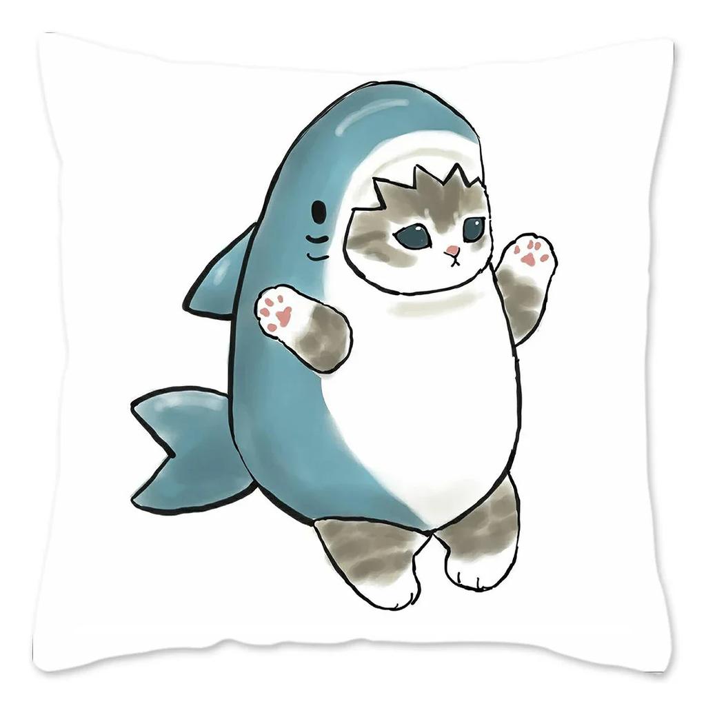 Забавная наволочка CatShark, украшение для дома, полиэстеровая наволочка для дивана, кавайная наволочка для подушки, fundas cojines X