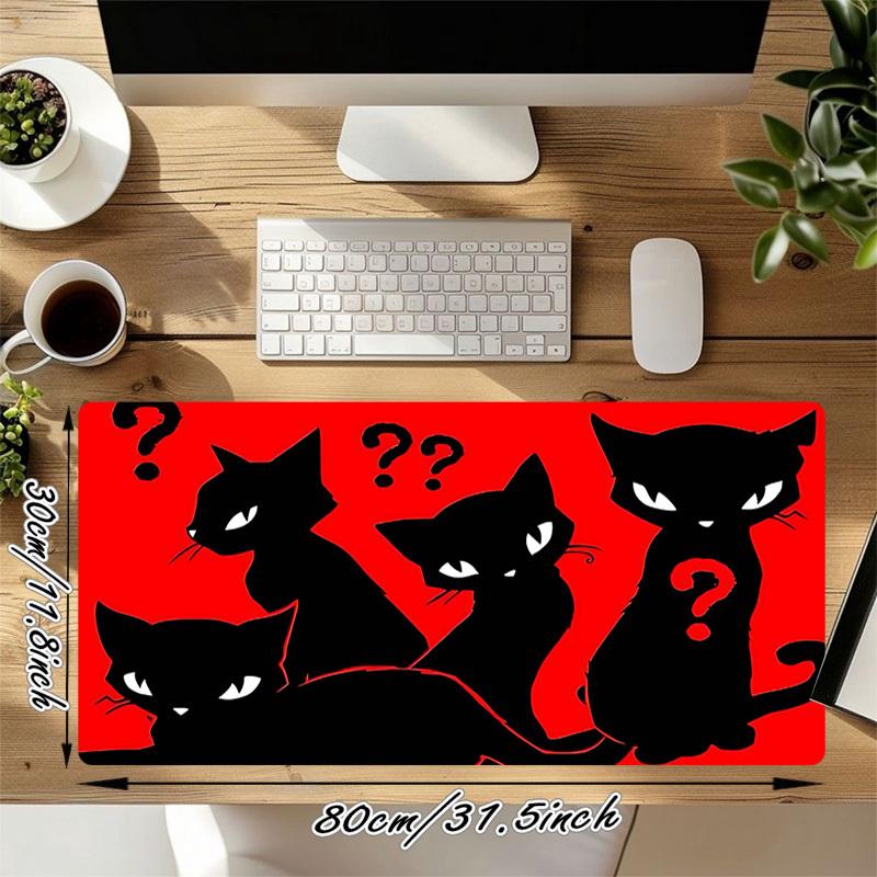 1PC Black cats Large Durable Mouse Pad Suitable for Office Desks, Gaming Desktops.Non-Slip Back P19