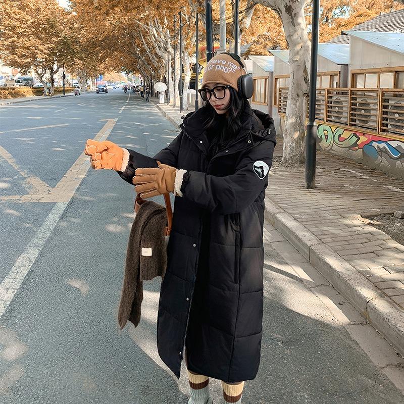 Новая утолщенная одежда-пуховик, пуховик с хлопковой набивкой, женская прямая свободная длинная зимняя куртка ниже колена, куртка с хлопковой набивкой.
