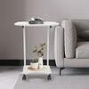 Density Board Panda Side Table with Wheels,White C Shaped End Table Freestanding 30*25*60cm for Bedrooms,Living Rooms