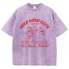 Street Women Cotton Washed T-Shirt Self Love Club Always Open Cupid'S Arrow Printing Tee Shirt Fashion Loose Tops Female Clothes