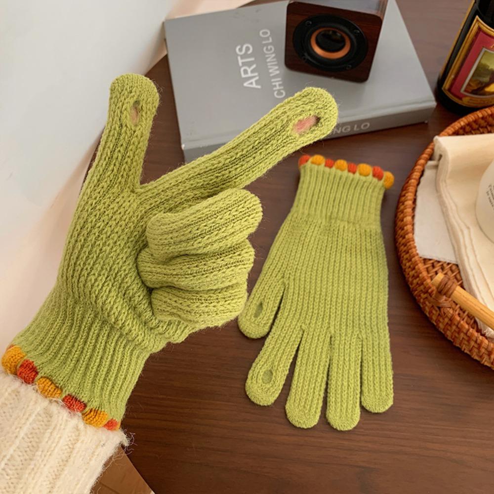 Korean  Gloves Solid Color Student Winter Mittens Thickened Women Knitted Gloves  Girls