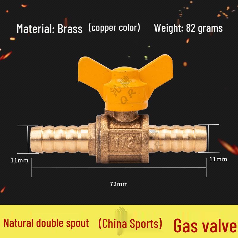 Thickened All-Copper 4-Point Natural Gas Ball Valve with Internal/External Thread and Single Nozzle Tee Switch