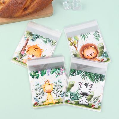 50 шт./пакет самозапечатывающиеся мешочки для печенья и конфет с изображением животных джунглей Wild One Safari тематика день рождения декор для детей подарочные пакеты для детского душа