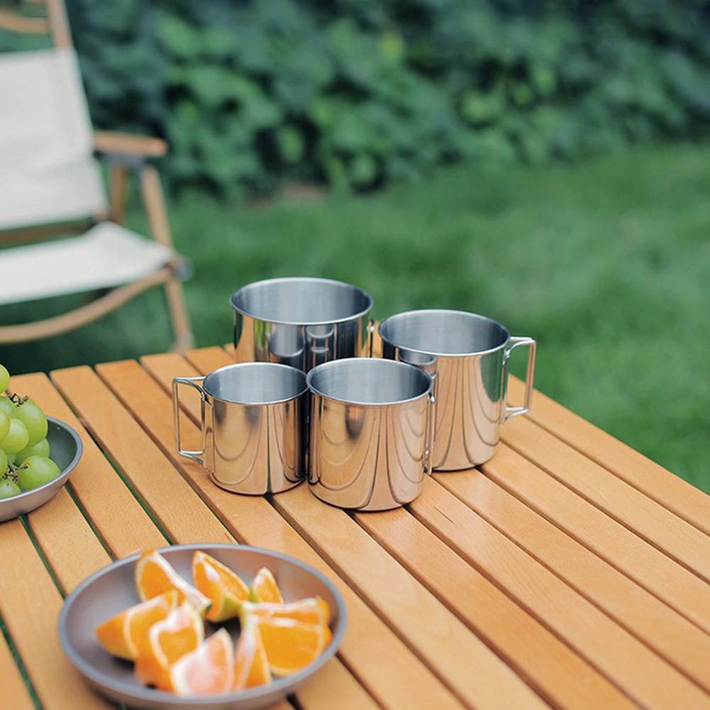 Camping Mug with Foldable Handle Tea Beer Coffee Mug Lightweight Portable Camping Cup Stainless Steel for Camping Hiking