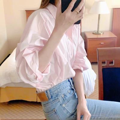 Темперамент Белый Светло-розовый Рубашка Женская Дизайнерская Нишевая Мода Омолаживающая Рубашка с Лацканами Верхняя одежда Весна