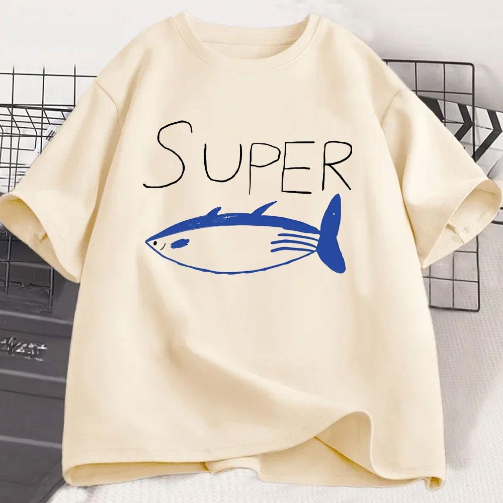 Kpop Korean Jin Super Tuna Fish Tshirts Fashion Vintage Short Sleeve Tshirt Unisex Unisex Clothing Cotton Casual Oversized T Shirt