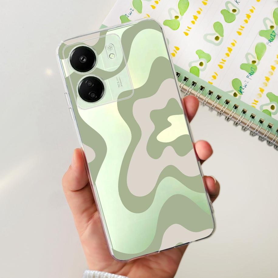 For Xiaomi POCO C65 Case Transparent Silicone Soft TPU Phone Cover For Xiaomi Mi Poco C65 Protective Bumper PocoC65 Flower Funda