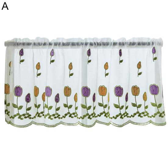 1 Sheet Practical Window Voile Perforated Perspective Polyester Graceful Cupboard Embroidered Window Gauze for Home AVE