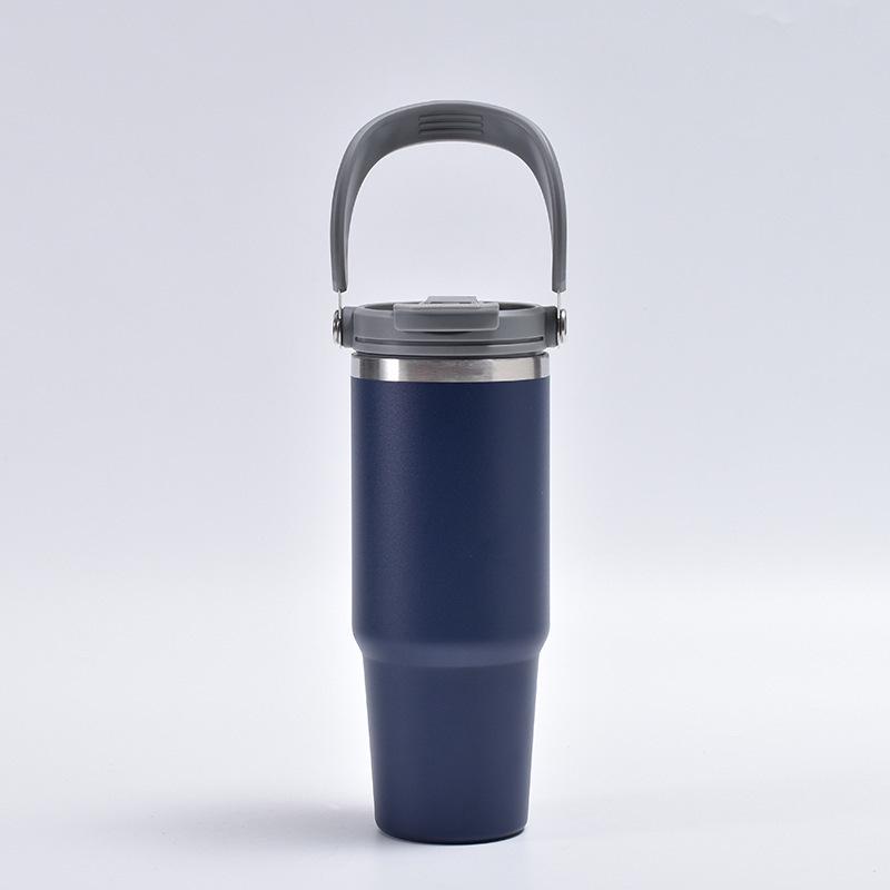 30oz Stainless Steel Portable Travel Thermos Cup with Straw - Large Capacity for Outdoor/Car Use