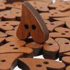 100Pcs Brown Wooden 2-Hole Heart Shape Buttons for DIY Craft Sewing Scrapbooking