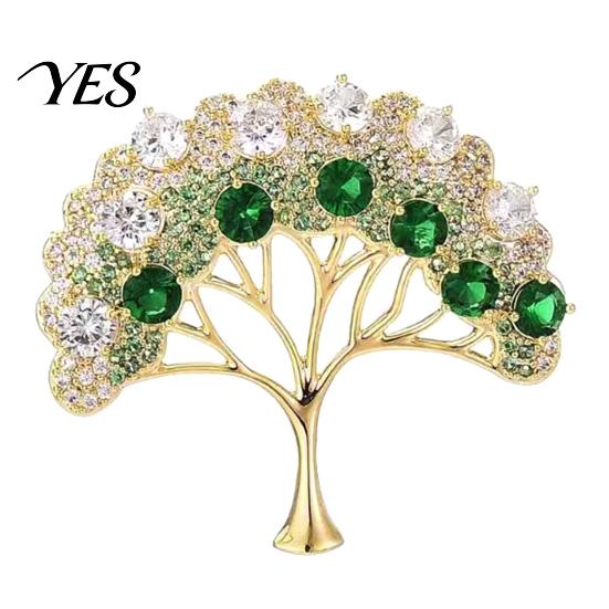 Rhinestone Brooch Pin, Wishing Tree Design Lapel Pin with Sparkling Layered Rhinestones, Hollow Branches Badge for Suits Coats Cheongsam Banquets