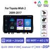 Autoradio Android 17 Carplay Auto pour Toyota Wish 2 2009-2017, écran multimédia sans fil BT Carplay, lecteur GPS stéréo 4G WiFi