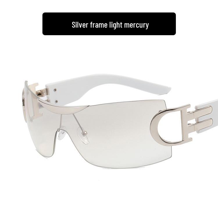 Большие безободковые солнцезащитные очки Y2K 2022 - Футуристичный спортивный дизайн