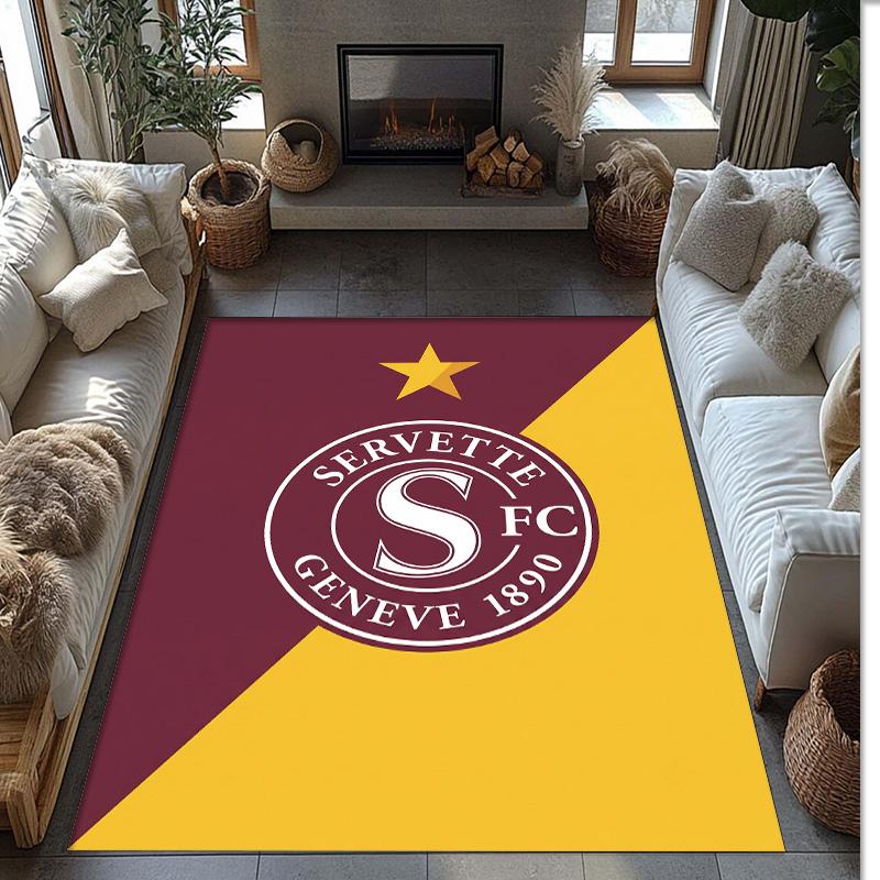 Servette FC Soccer Football Pattern Soft Area Rug Non Slip Indoor Floor Carpet Sports Decor Mat for Bedroom