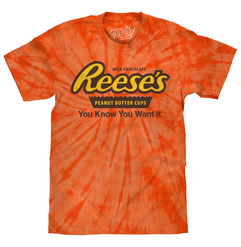 Reese's Peanut Butter Cup Tie Dye Mens T Shirt Orange Spider