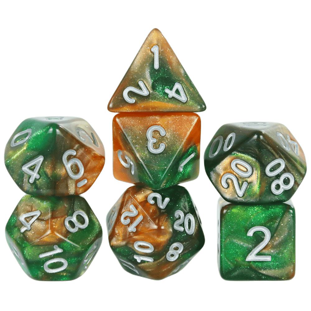 Набор из 7 игральных костей DND Polyhedral Dice, разноцветные с блестками, D4 D6 D8 D10 D% D12 D20 для настольных игр DND TRPG, развлекательных игр для вечеринок