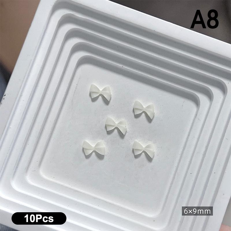 10Pcs Double Layer Bowknot Nail Charms 3D Sweet Ribbon Bows Nail Art Rhinestones Mini Resin Bow Tie Manicure Jewelry Diy Parts