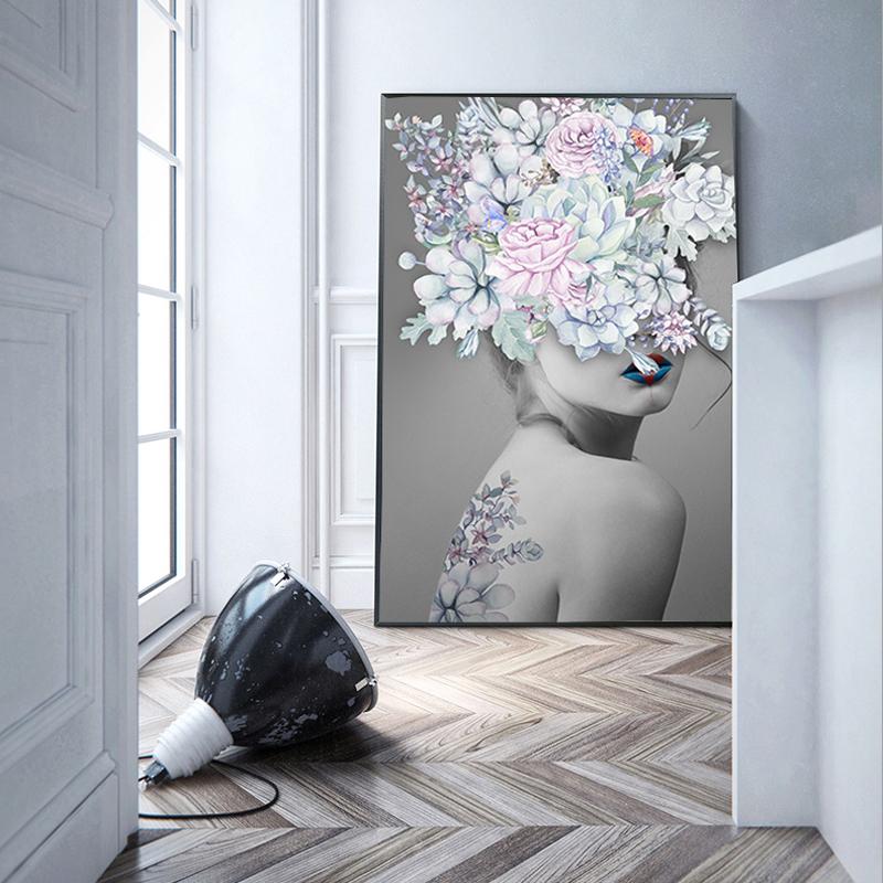 Новое поступление, большой размер, настенное искусство, современная мода, цветочная обложка, лицо, золото, длинные волосы, женщина, холст, декоративная живопись для гостиной