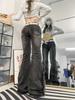 High Quality American Vintage Clothes Raw Edge Design Flared Jeans for Women Patchwork Low-rise Washed Denim Y2k Pants