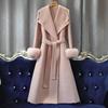 2025 Women's French Double-Faced Wool Coat with Cashmere & Real Fox Fur