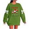 Ladies' Christmas Printed Bow Round Neck Long Sleeved Loose Pullover Sweater Sweatshirt Top