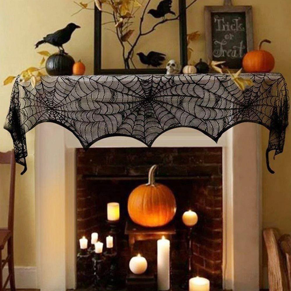 Fireplace Mantel Cobweb Tablecloth Lace Fireplace Mantle Cover New Bat Table Runner Table
