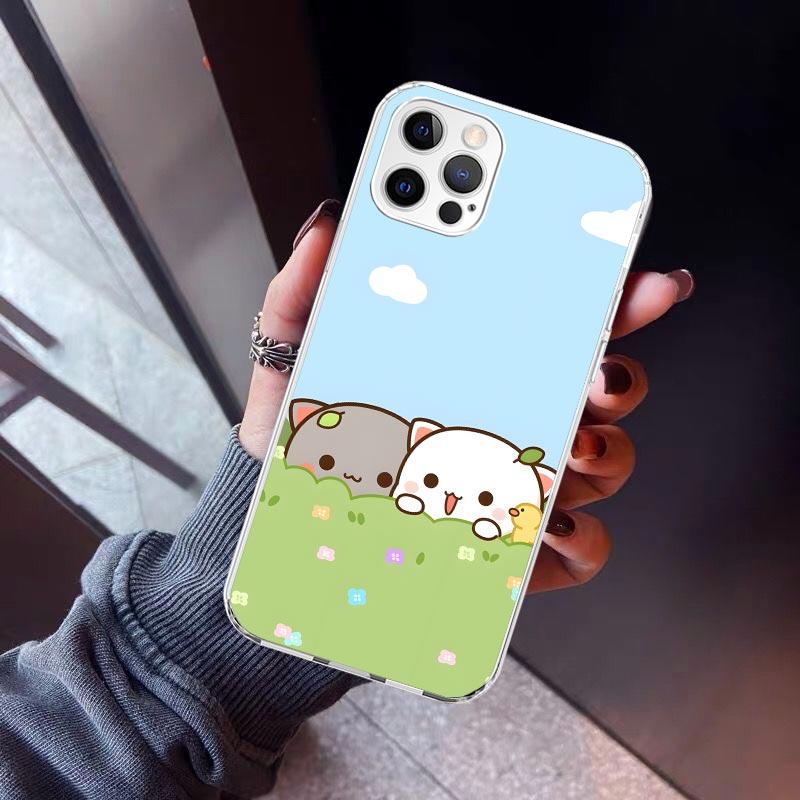 Cute Peach Goma Cat Phone Case For iPhone 17 Air 16 15 Pro Max 14 Plus 13 Mini 12 11 Cover 7 8 SE Silicone Shell Print Fundas 17
