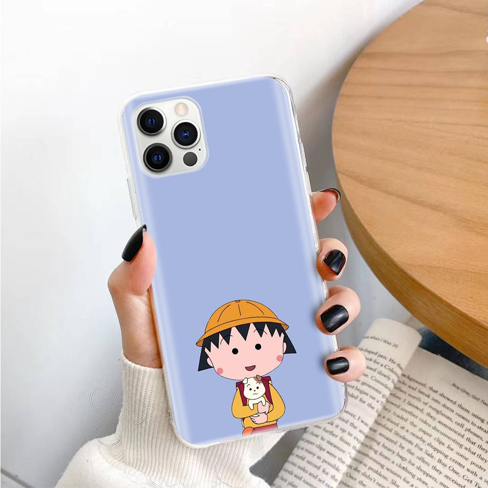 Чехол Chibi Maruko TPU для iPhone XR 7 8 14 15 11 12 13 X XS Pro Max Xiaomi Redmi 13C Note 9 Samsung A22 S23 S24 Ultra Plus VIVO