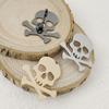 Fashion Punk Style Hollow Skull Stainless Steel Gold-plated 18K Brooch, Black Suit Accessories, Wedding Matching Set