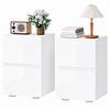 Modern Set of 2 Nightstands, Narrow Side Tables with 2 Drawers and High-Gloss Fronts, White