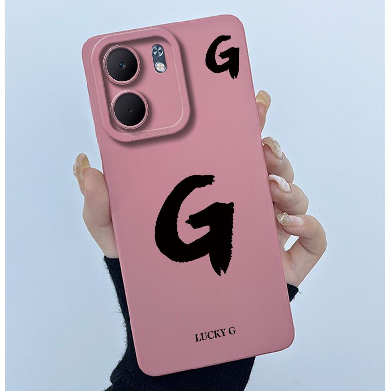 For OPPO A5x CPH2725 Cover Case Lucky Initial Letter Couple Silicone Soft Matte Phone Bumper for Oppo A5x 4G 5G 2025 Casing