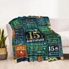 15th Birthday Celebration Flannel Blanket-Soft and Suitable for Sofas,Beds,Offices,Travel,All Seasons,Great Gift for Holidays and Birthdays.