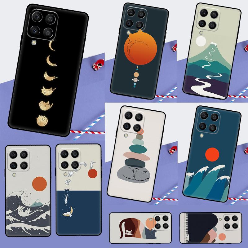 Cat Mount Fuji Japan Wave Landscape For Samsung Galaxy M06 M16 M12 M13 M14 M15 M35 M55 M34 M54 M33 M53 M21 M31 M11 M32 M52 Case