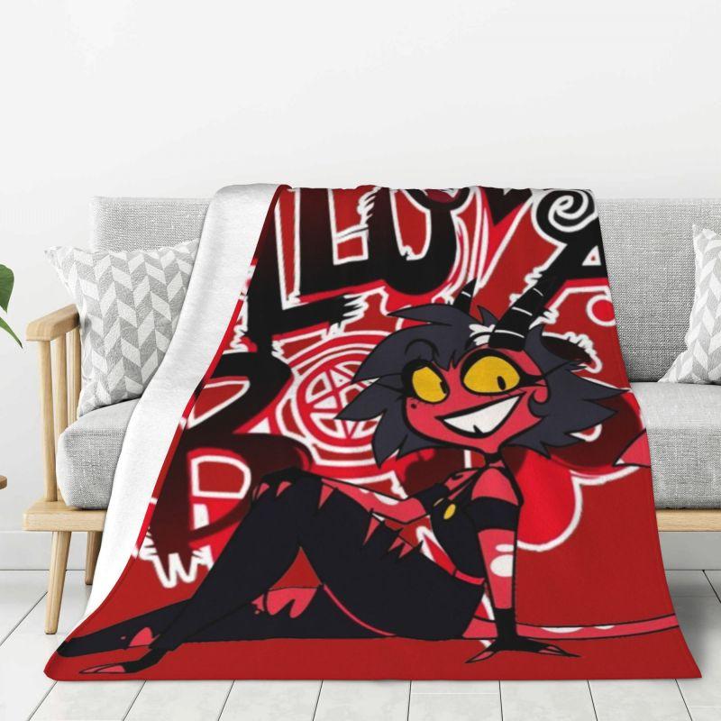 Custom Sofa Fleece Funny Cartoon Comics Tv Helluva Boss Throw Blanket Warm Flannel Blankets for Bed Car Couch Bedspreads