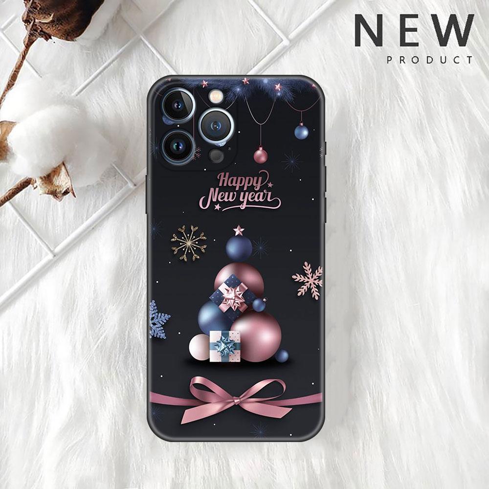 Рождественский чехол для Apple iPhone 14 11 13 12 Pro 7 Plus XR X XS Max 6 6S 14Pro Max Черный силиконовый чехол для телефона